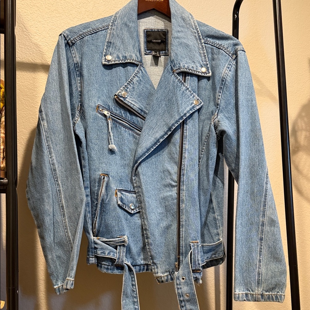 Denim Jacket with Zipper Accents